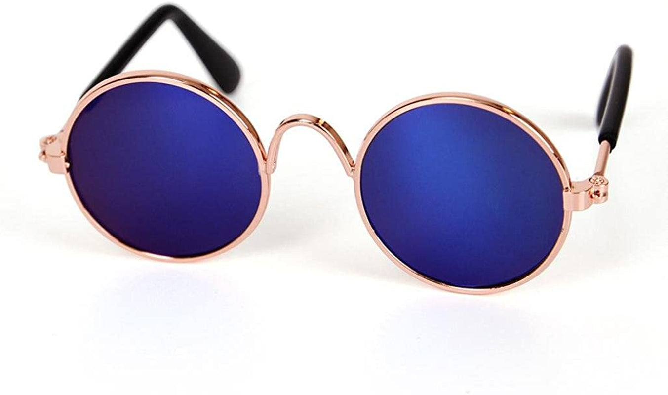 Wakeu Classic Retro Circular Metal Sunglasses for Cats or Small Dogs Animals & Pet Supplies > Pet Supplies > Dog Supplies > Dog Apparel Wakeu Pet Supplies Blue  