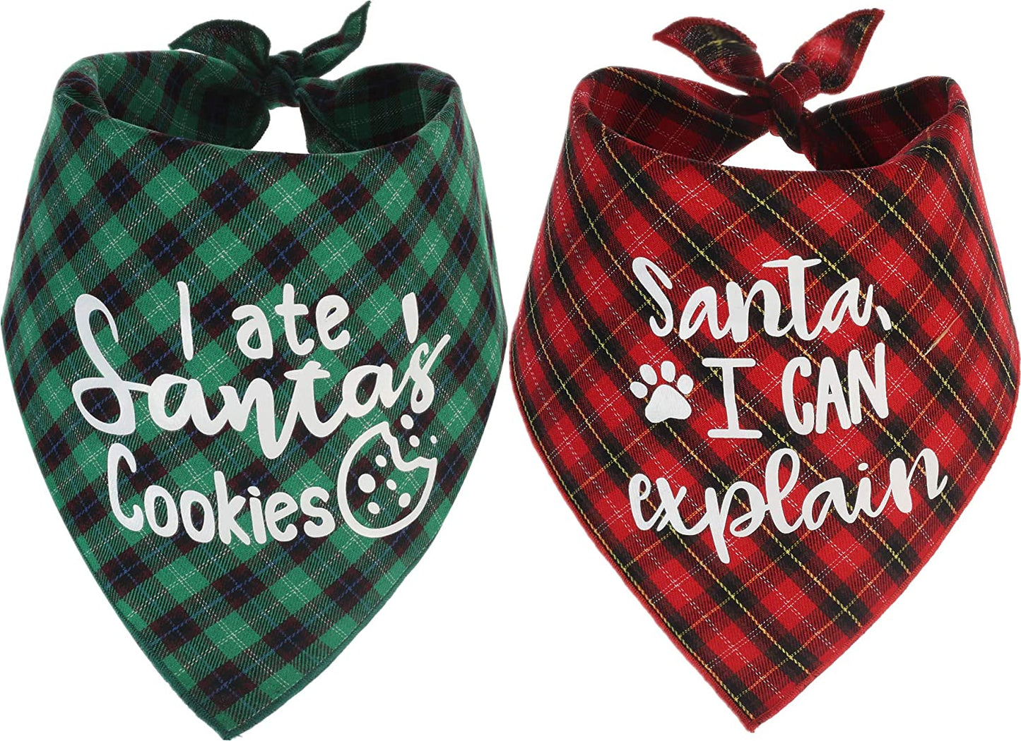 Dog Christmas Scarf, 2 Pack Plaid Pets Bandana Triangle Bibs Kerchief Set Animals & Pet Supplies > Pet Supplies > Dog Supplies > Dog Apparel JPB Christmas  