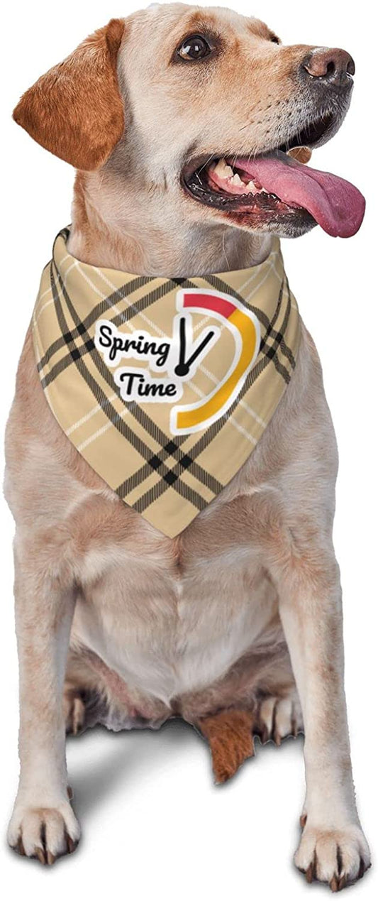 Spring Time Red Yellow Clock Pet Dog and Cat Decorative Triangle Scarf,Dog Bandana,Breathable and Stain Resistant. Animals & Pet Supplies > Pet Supplies > Dog Supplies > Dog Apparel ZALTAS   