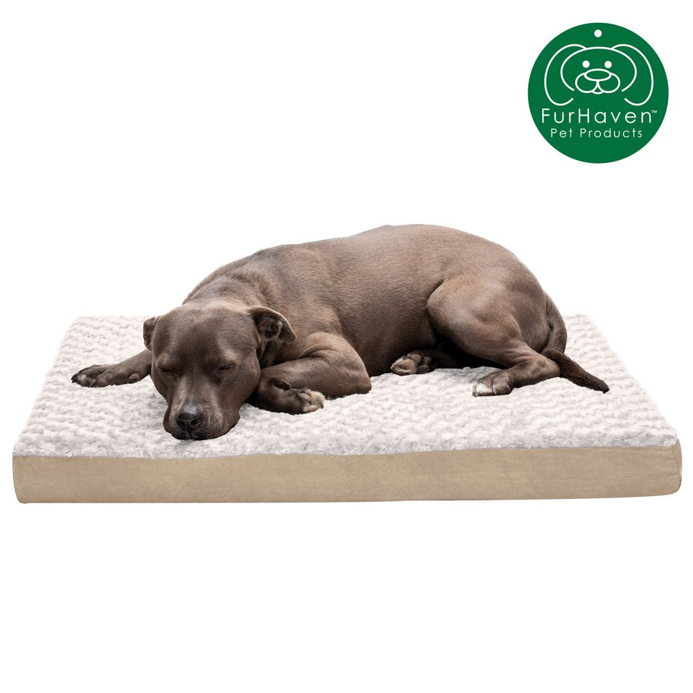 Furhaven Pet Products | Deluxe Memory Foam Ultra Plush Mattress Pet Bed for Dogs & Cats, Chocolate, Jumbo Animals & Pet Supplies > Pet Supplies > Cat Supplies > Cat Beds FurHaven Pet Memory Foam L Cream