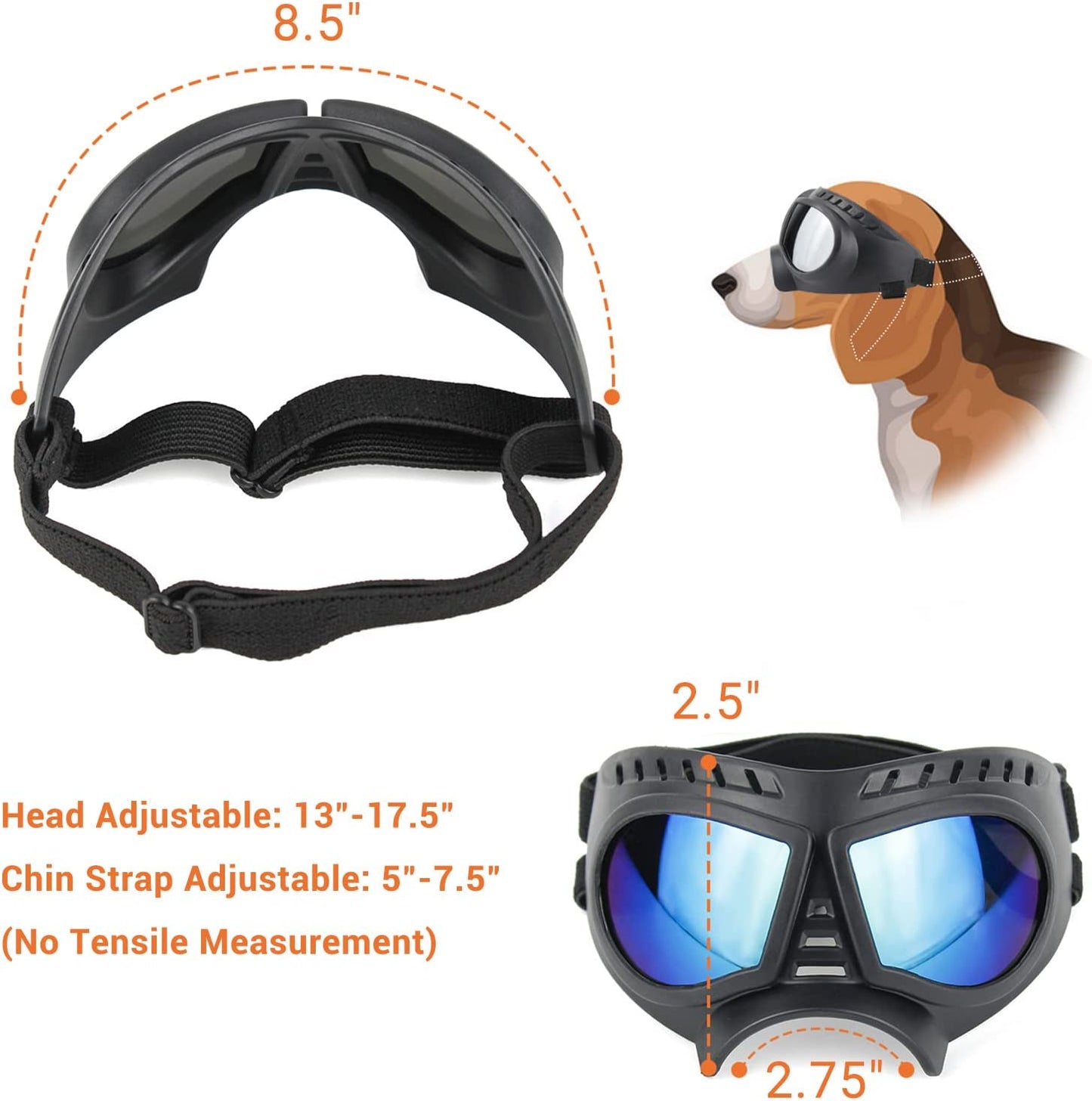 Namsan Dog Goggles Small Breed Anti-Uv Doggy Sunglasses for Small-Medium Dogs Windproof Anti-Dust Antifog Soft Pet Dog Glasses for Long Snout Dogs Eyes Protection, Blue Lens Animals & Pet Supplies > Pet Supplies > Dog Supplies > Dog Apparel Namsan   