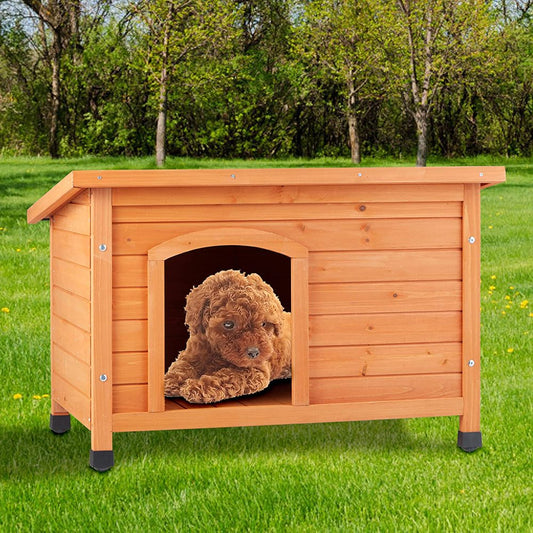 Outdoor Wooden Dog Kennel, Small Animal House with Raised Feet, Waterproof & Openable Asphalt Roof, 33.3”X 24.4”X 22” Animals & Pet Supplies > Pet Supplies > Dog Supplies > Dog Houses AVAWING Dog Kennel Large  