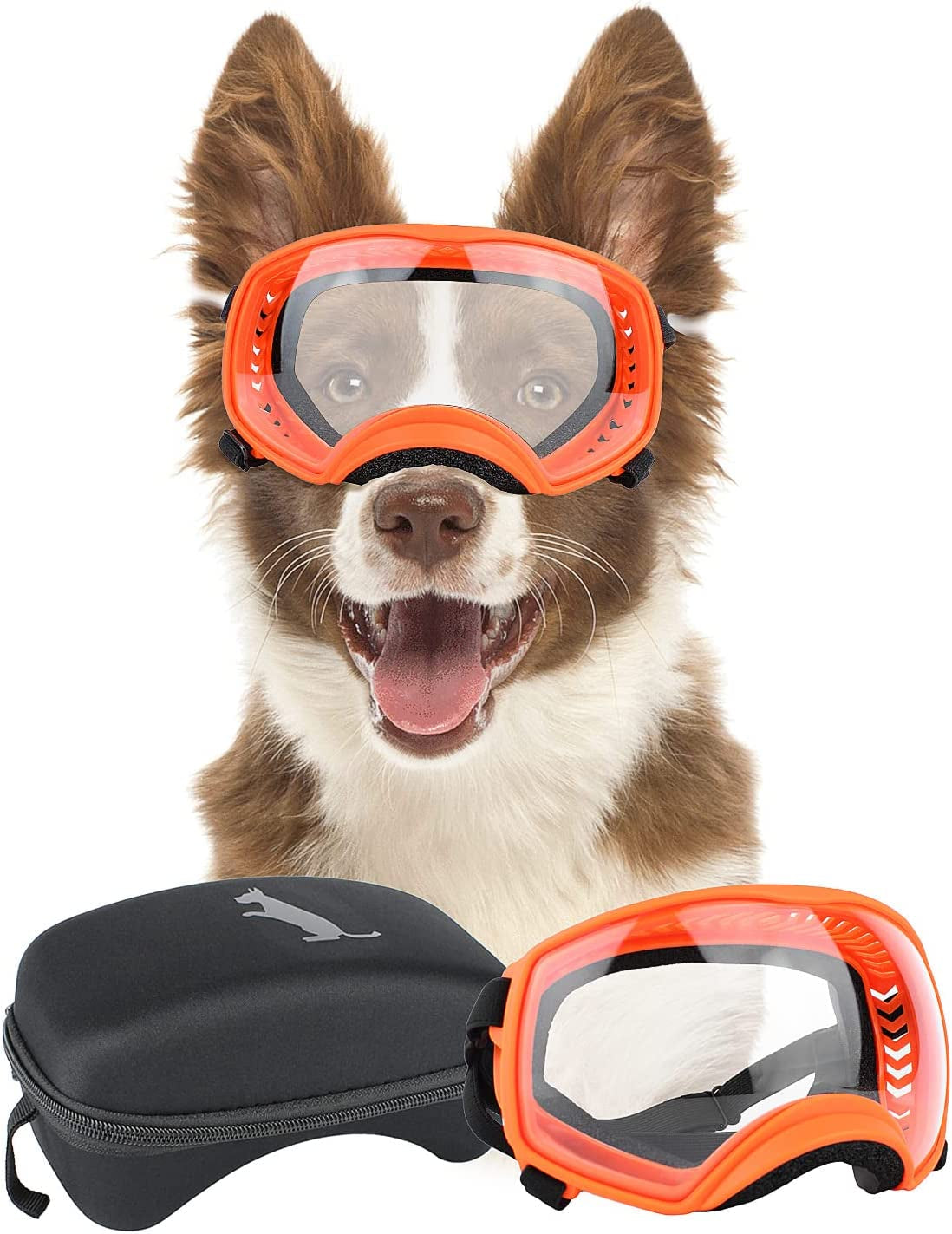 PETLESO Dog Goggles Large Breed, Dog Sunglasses for Large Dog Clear Goggles Eye Protection for Medium Dog Outdoor, Clear Black Animals & Pet Supplies > Pet Supplies > Dog Supplies > Dog Apparel PETLESO Orange  