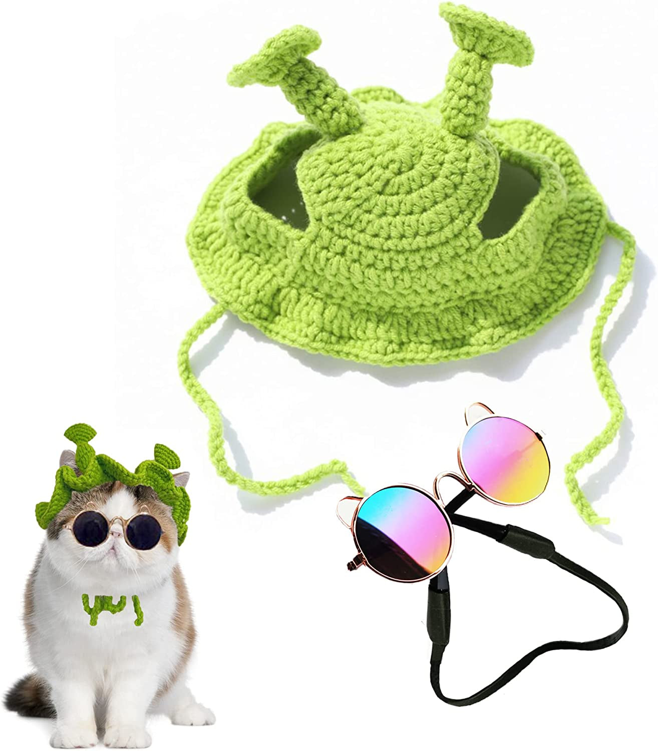 Dog Hat, Mini Sombrero Mexican Hats, Classic Retro Pet Sunglasses and Adjustable Pet Chain, Pet Photo Suit, Pet Supplies for Small Dog and Cat(Straw Hat) Animals & Pet Supplies > Pet Supplies > Dog Supplies > Dog Apparel FT HITA Shrek  