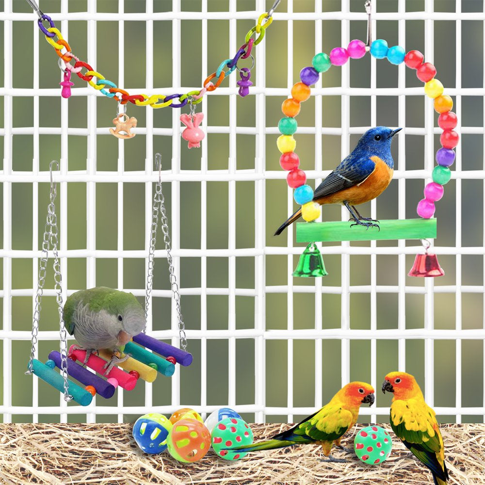 Bird Toys Parakeet Toys Swing Hanging Standing Chewing Toy for Parakeet Cage Accessories, 11PCS