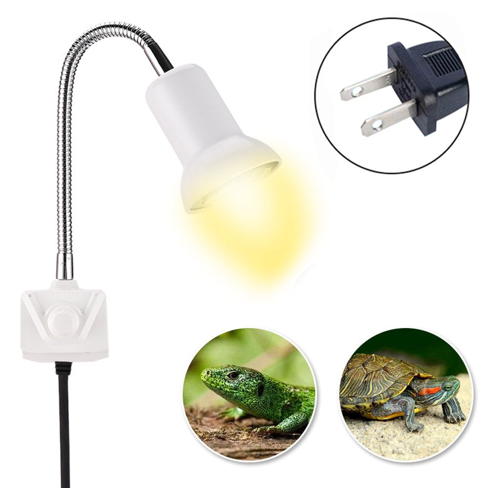 Reptile Heat Lamp Sun Lamp with Adjustable Holder Clamp Lamp with Switch Turtle Basking Spot Light with 360°Rotatable Arm Power Adapter for Lizard Turtle Snake Amphibian Animals & Pet Supplies > Pet Supplies > Reptile & Amphibian Supplies > Reptile & Amphibian Food Saikoo   