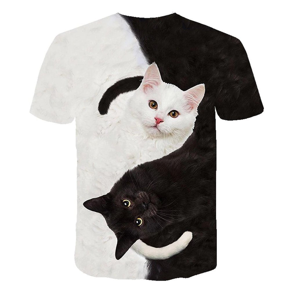 Follure Just My Size Womens Tops Womens Fashion 3D Cat Print Casual T-Shirt Summer Short Sleeve O-Neck T Shirts Black L Animals & Pet Supplies > Pet Supplies > Cat Supplies > Cat Apparel 896132792   