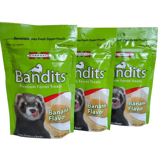 Marshall Bandits Premium Ferret Treats Banana 3 Oz. Pouch 3 Pk Animals & Pet Supplies > Pet Supplies > Small Animal Supplies > Small Animal Treats MARSHALL PET PRODUCTS   