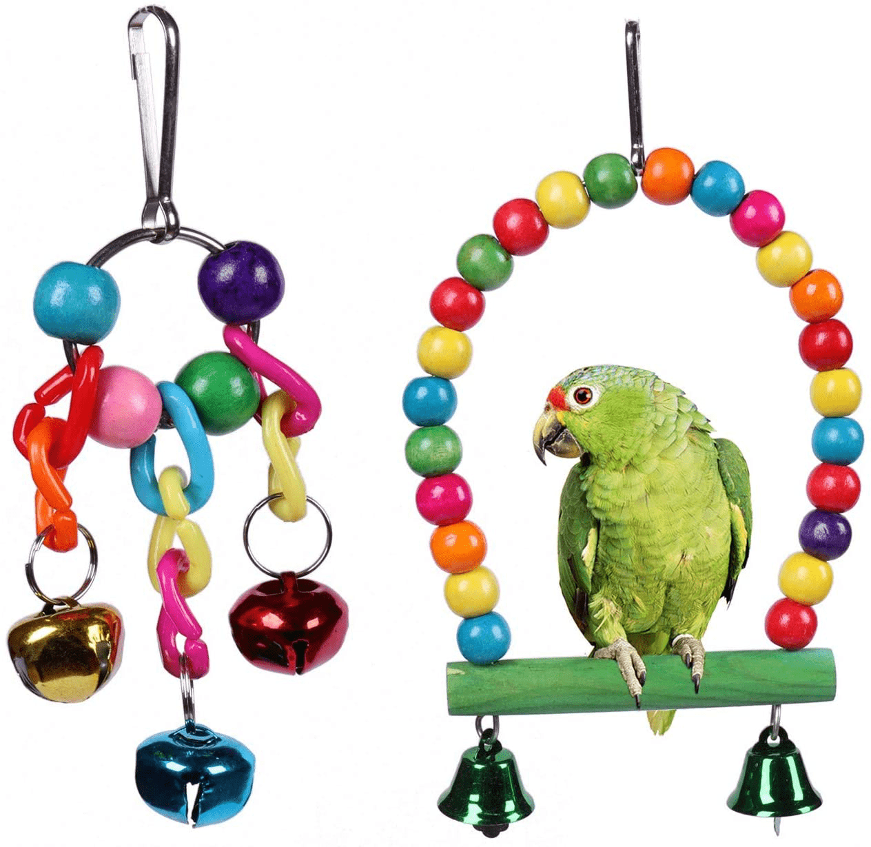 19 Pack Parakeet Toys,Birds Parrot Toys,Natural Wooden Hanging Bell Pet Bird Cage Toys,Bird Swing Chewing Toys,For Small Parrots,Finches,Cockatiels,Conures,Love Birds,Macaws Animals & Pet Supplies > Pet Supplies > Bird Supplies > Bird Cage Accessories JULEVTOYR   