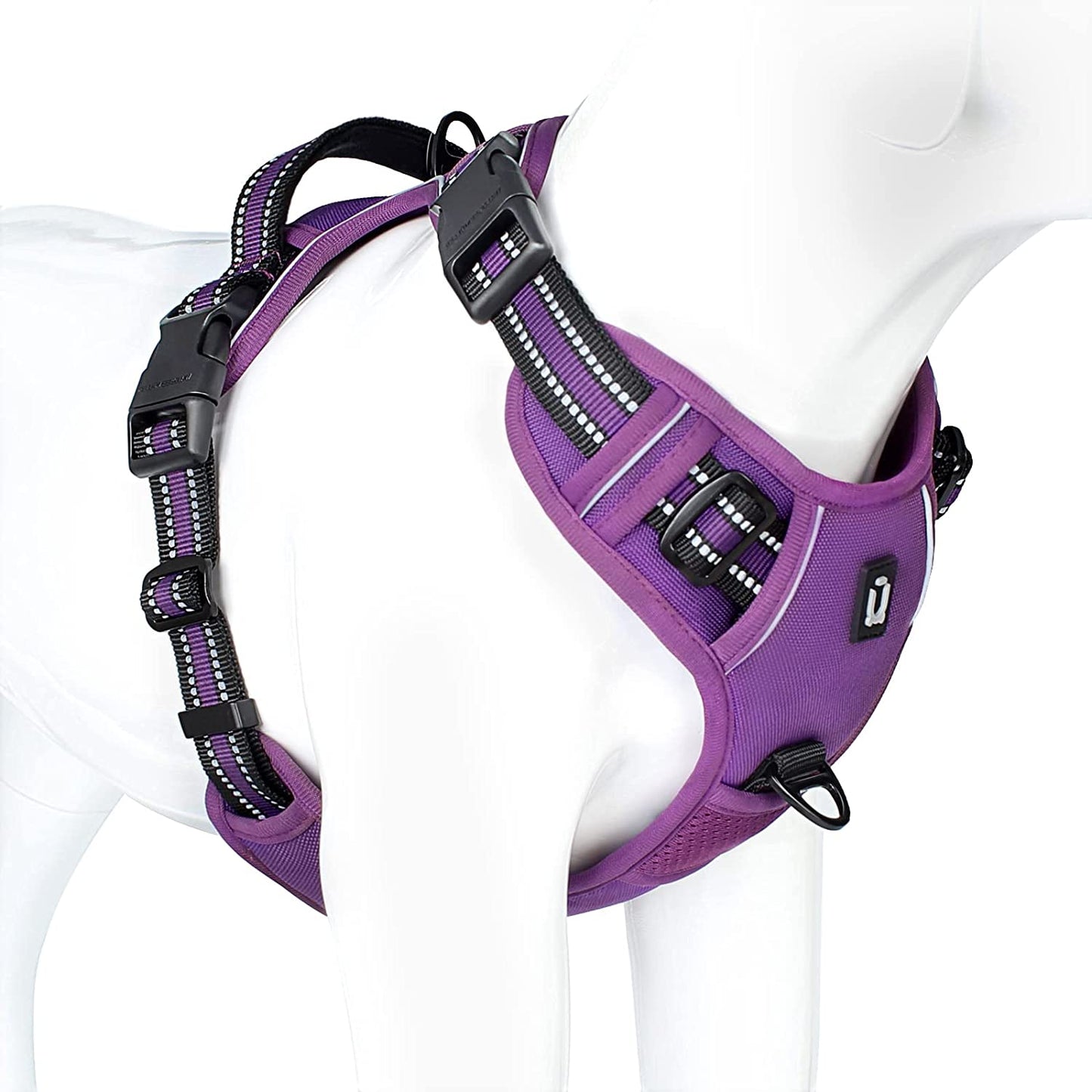 No Pull Dog Harness, [Release on Neck] Reflective Adjustable No Choke Pet Vest with Front & Back 2 Leash Attachments, Soft Control Training Handle for Small Medium Large Dogs Animals & Pet Supplies > Pet Supplies > Dog Supplies > Dog Apparel Waldseemüller Purple S 