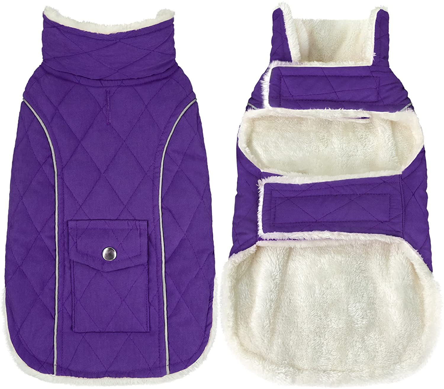 Malier Dog Winter Coat, Windproof Dog Cold Weather Coats with Real Pocket, Winter Dog Extra Warm Coat Dog Fleece Jacket Reflective Dog Clothes for Small Medium Large Dogs and Puppy (Medium, Green) Animals & Pet Supplies > Pet Supplies > Dog Supplies > Dog Apparel Malier Purple X-Large 