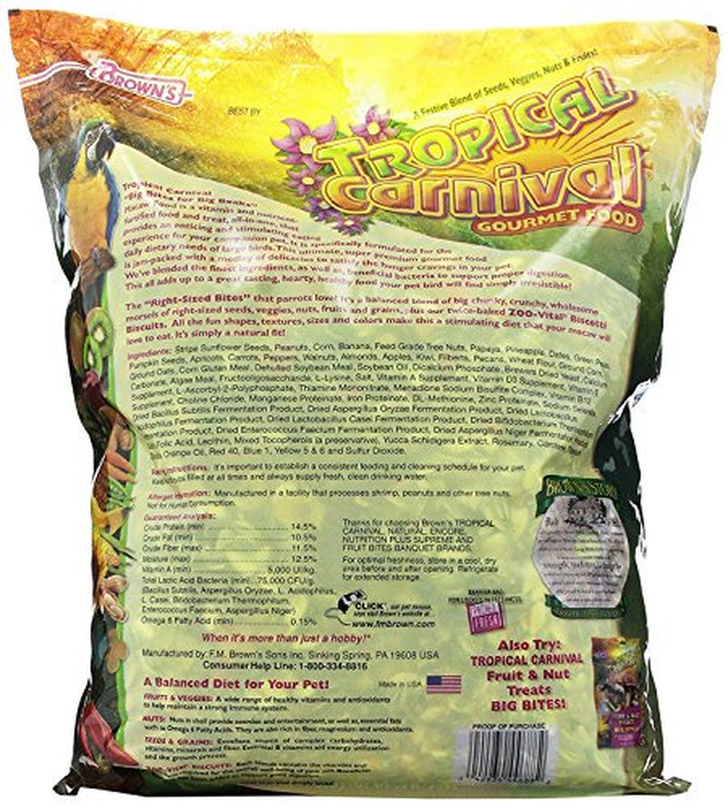 F.M. Brown'S Tropical Carnival Gourmet Macaw Food Big Bites for Big Beaks, 14-Lb Bag - Vitamin-Nutrient Fortified Daily Diet with Probiotics for Digestive Health Animals & Pet Supplies > Pet Supplies > Small Animal Supplies > Small Animal Food N/A   