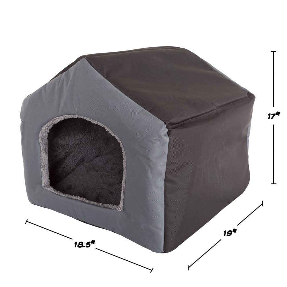 Indoor Dog House – Covered Dog Bed with House Shape and Removable Sherpa Lined Pad – Pet Tent for Cats or Dogs up to 35Lbs by PETMAKER (Gray) Animals & Pet Supplies > Pet Supplies > Cat Supplies > Cat Beds Trademark Global LLC   