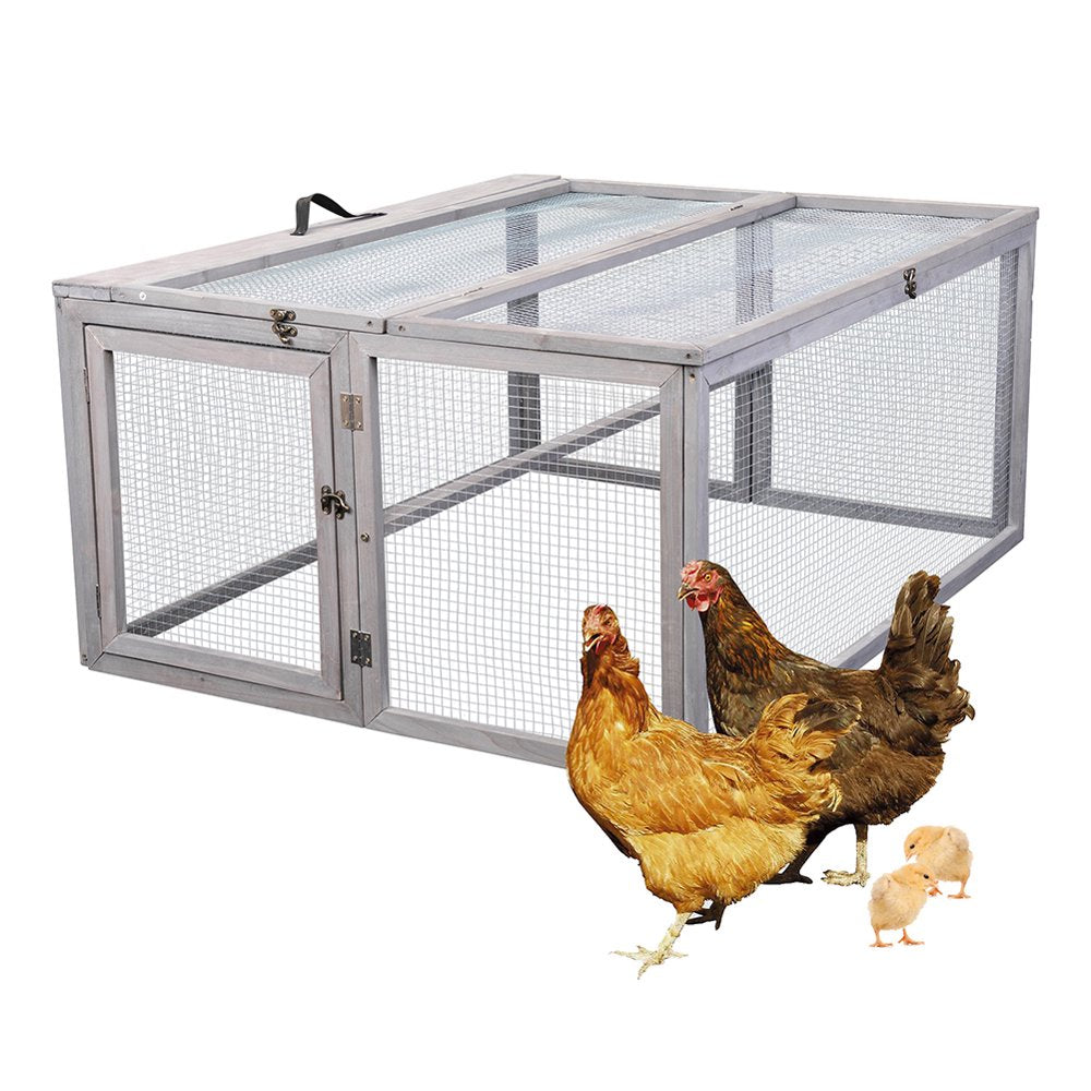 Kepooman Small Animal Folding Enclosure, Outdoor for Rabbits Chicks Guinea Pigs Wood Playpen with Roosting Bar, Gray Animals & Pet Supplies > Pet Supplies > Dog Supplies > Dog Kennels & Runs Kepooman   