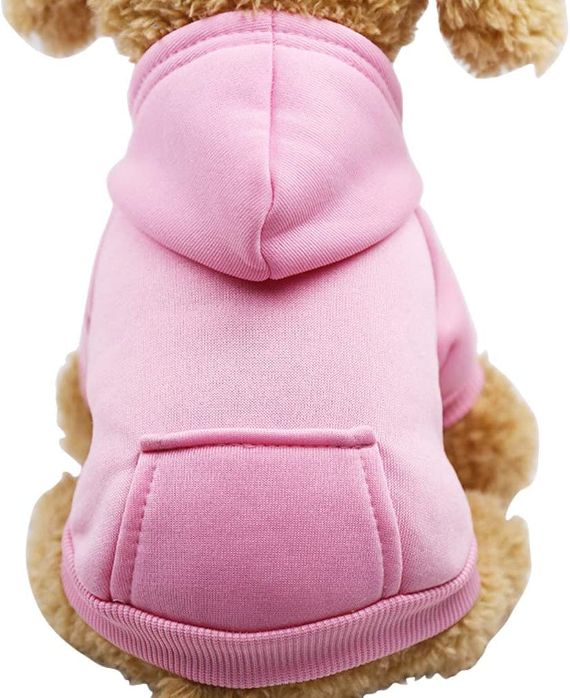 Jecikelon Winter Dog Hoodie Sweatshirts with Pockets Warm Dog Clothes for Small Dogs Chihuahua Coat Clothing Puppy Cat Custume (Medium, Orange) Animals & Pet Supplies > Pet Supplies > Dog Supplies > Dog Apparel Jecikelon Pink Small 