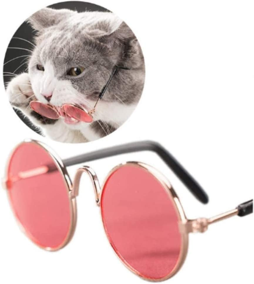 Stock Show Funny Cute Dog Cat Retro Fashion Sunglasses Mosaic Glasses Transparent Eye-Wear Protection Puppy Cat Teacher Bachelor Cosplay Glasses Pet Photos Props for Small Dog Cat, Golden Animals & Pet Supplies > Pet Supplies > Dog Supplies > Dog Apparel Stock Show Pink Golden Frame  