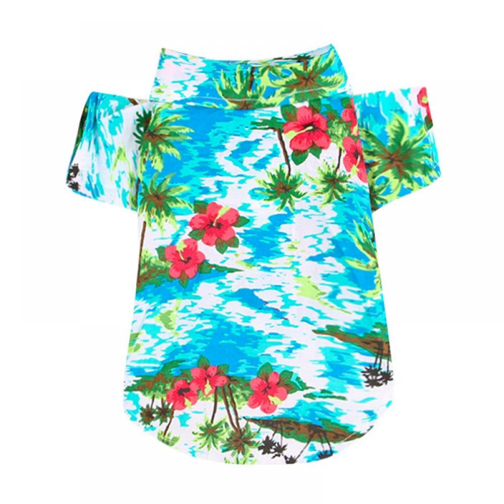 Hawaiian Dog Shirt Summer Breathable Pet Clothes Dog Sweatshirts Cool Coconut Tree Pineapple Beach Dog Shirts for Small Medium Large Dog Cat Boy Girl Cute Dog Polo Apparel Animals & Pet Supplies > Pet Supplies > Dog Supplies > Dog Apparel Stibadium   