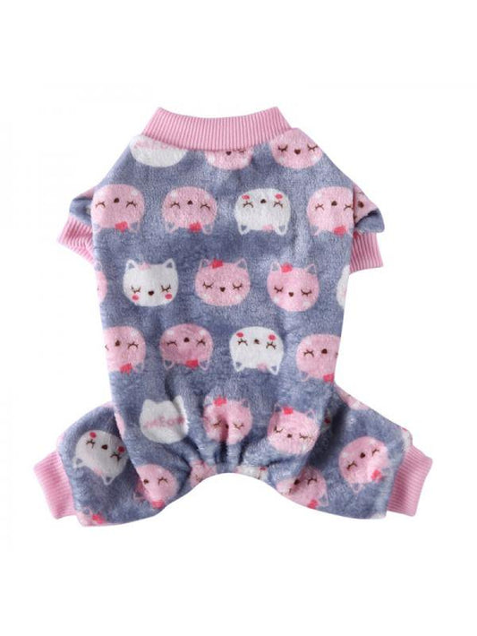 Catlerio Small Dog Fleece Soft Pajamas Jumpsuit Pet Puppy Cat Winter Clothes Warm Apparel Animals & Pet Supplies > Pet Supplies > Dog Supplies > Dog Apparel Catlerio XL Gray 