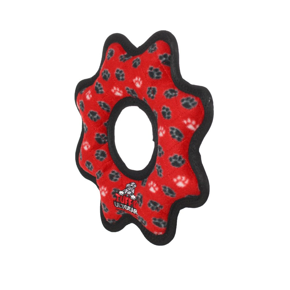Tuffy Ultimate Gear Ring Red Paw, Durable Squeaky Dog Toy