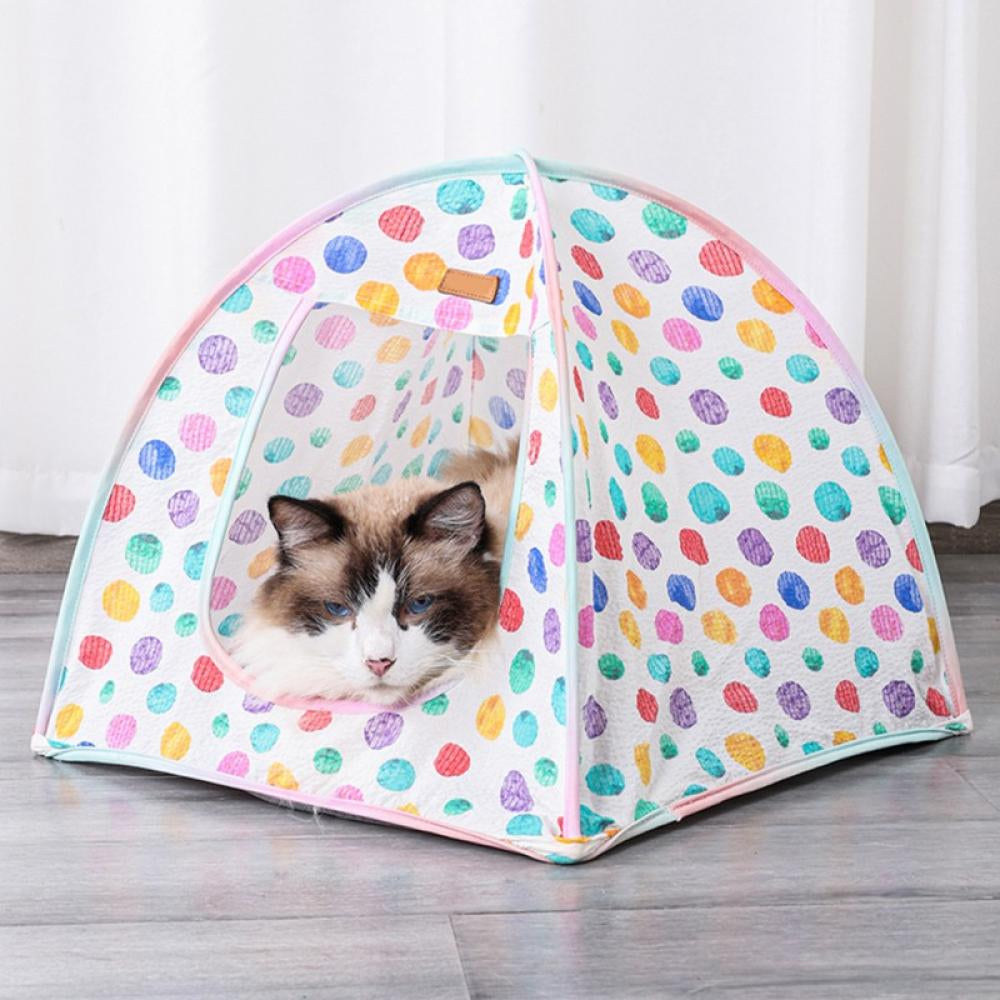 Folding Indoor Dog House, Outdoor Portable Folding Pet Tent Dog and Cat Tent, Cute Hut for Dog and Cat with Mattress
