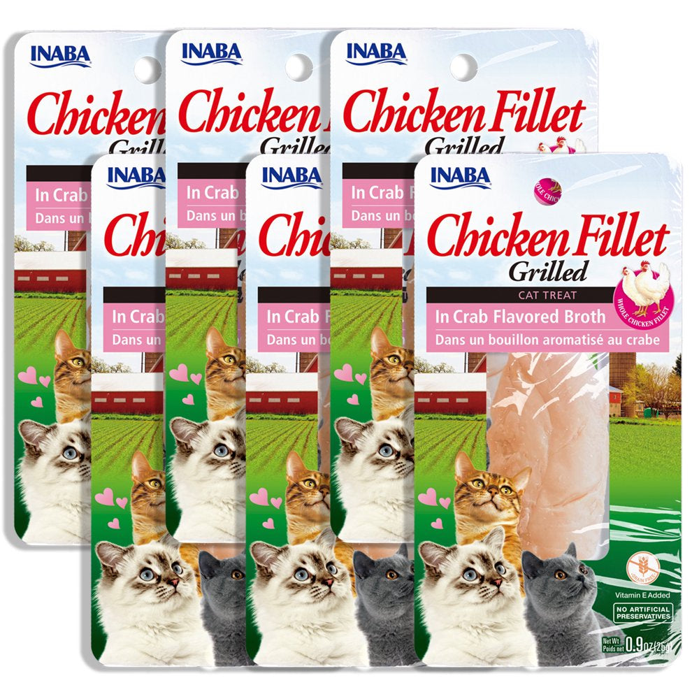 INABA Premium Hand-Cut Grilled Chicken Fillet Cat Treats W Vitamin E, 0.9 Oz, 6-Pack, Scallop Broth Animals & Pet Supplies > Pet Supplies > Cat Supplies > Cat Treats Inaba Foods (USA) Inc. Crab Broth  