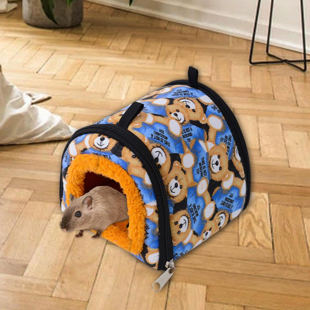 Small Pet Guinea Bed Nest Hamster House Toy Winter Warm Outdoor Cloth Bedding Pet Sleeping Bed for Squirrel Sugar Glider Rats Hedgehog - Brown Bear L Animals & Pet Supplies > Pet Supplies > Small Animal Supplies > Small Animal Bedding perfeclan Blue Bear S  