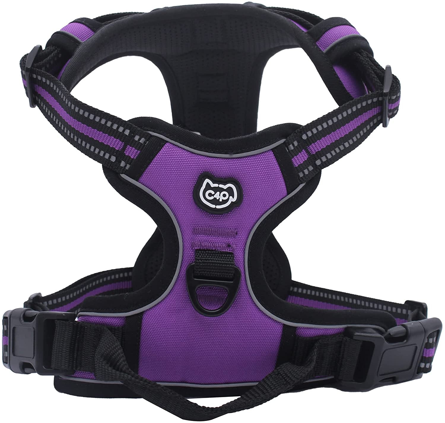 C4P No Pull Dog Harness for Medium Dogs, Dog Vest Harness for Training, Safety Fully Adjustable Dog Collar, Reflective Strip No-Choke Pet Oxford Walking Vest with Handle for Medium Dogs Purple M Animals & Pet Supplies > Pet Supplies > Dog Supplies > Dog Apparel C4P   