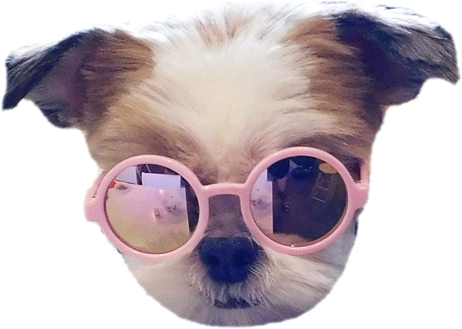 G016 Dog Pet round Sunglasses Goggles for Small Dogs up to 15Lbs (Black) Animals & Pet Supplies > Pet Supplies > Dog Supplies > Dog Apparel Style Vault Pink-pink mirror  