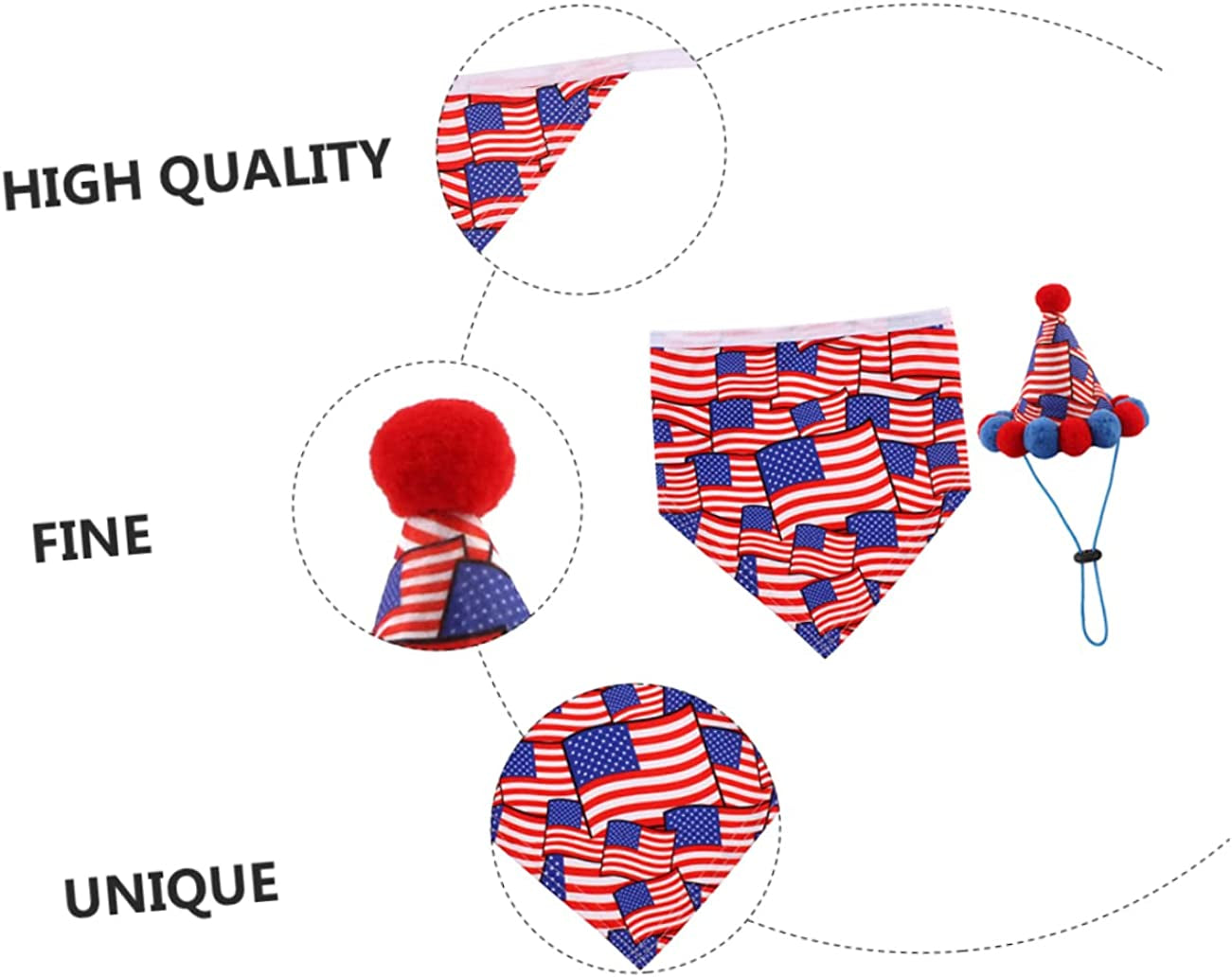 GLSTOY 2Pcs Hat Themed of Towel Birthday Bandana Th Flag Scarf Day Dog Cone Saliva Triangular Independence Festival Favors Party July Pattern American Bib Patriotic Costume Pet Animals & Pet Supplies > Pet Supplies > Dog Supplies > Dog Apparel GLSTOY   