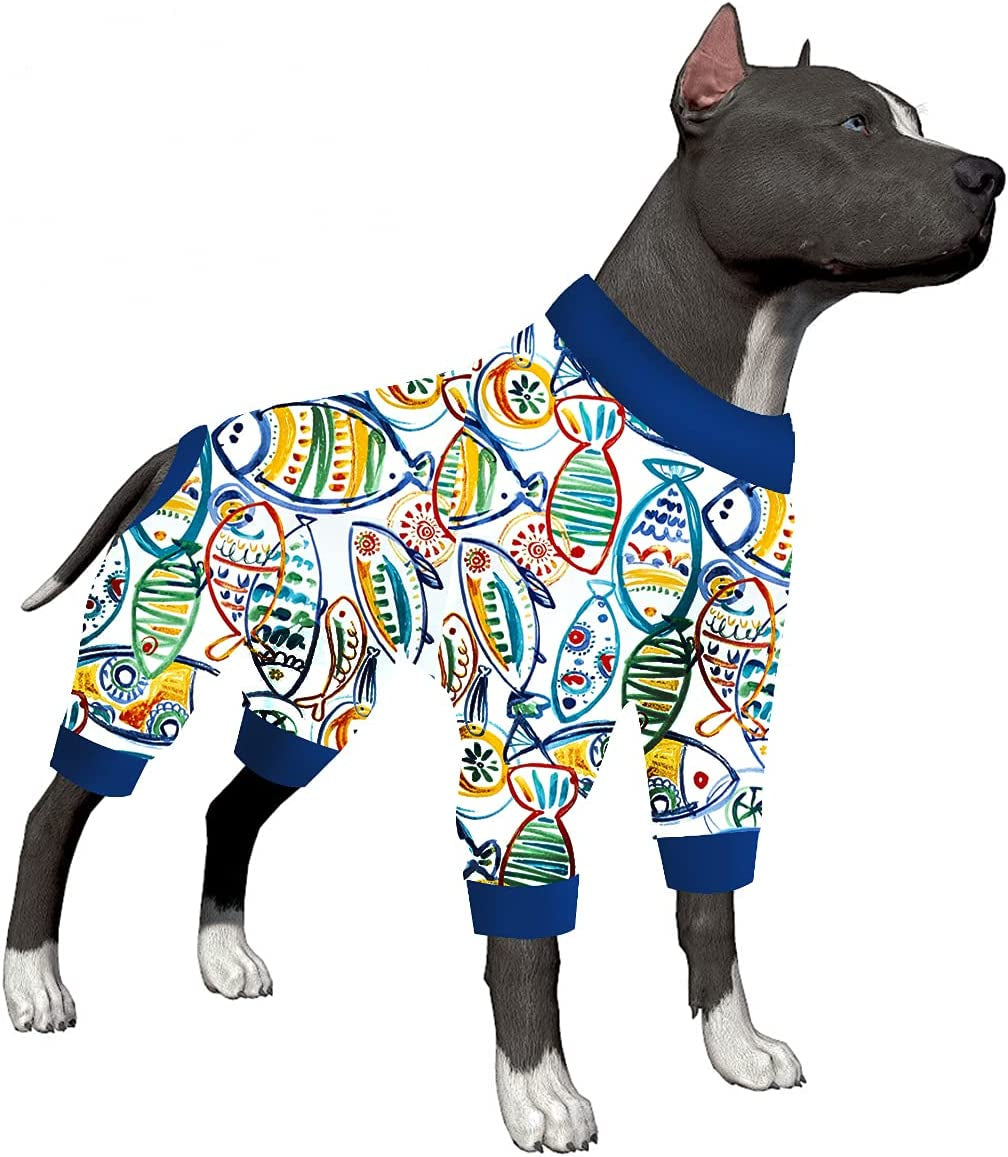 Lovinpet Dogs Outfit, Large Dog Pjs, Lightweight Stretchy Fabric Mermaid Long Twilight Slate Blue Prints Dog Jumpsuit, Sun Protection, Pet Anxiety Relief, Easy Wearing Dog Party Costume XXL Animals & Pet Supplies > Pet Supplies > Dog Supplies > Dog Apparel LovinPet Multi-colored XX-Large 