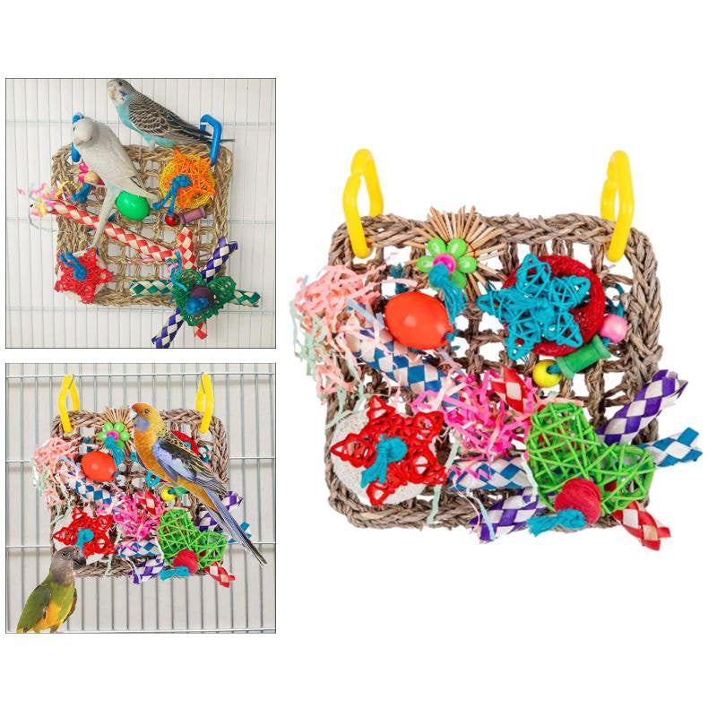 Bird Foraging Wall Toy Parrot Chewing Hanging Hook Toys Woven Climbing Hammock Mat for Birds Cockatiel Cage Accessories Animals & Pet Supplies > Pet Supplies > Bird Supplies > Bird Cage Accessories Magideal   