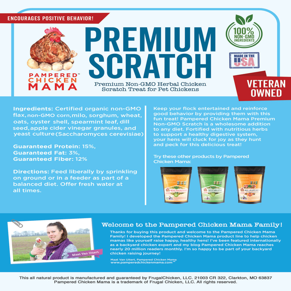 Pampered Chicken Mama Premium Chicken Scratch Treat (10 Pounds) - Backyard Chicken Feed - High Protein & High Calcium All-Natural Backyard Chicken Grower Feed Supplies for Laying Chickens