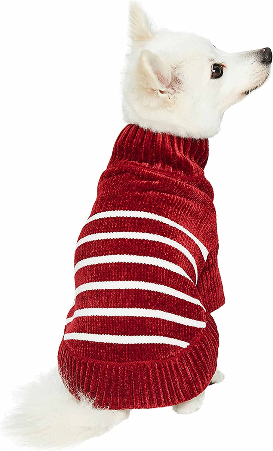 Blueberry Pet Cozy Soft Chenille Classy Striped Dog Sweater in Burgundy Red, Back Length 14", Pack of 1 Clothes for Dogs Animals & Pet Supplies > Pet Supplies > Dog Supplies > Dog Apparel Blueberry Pet   