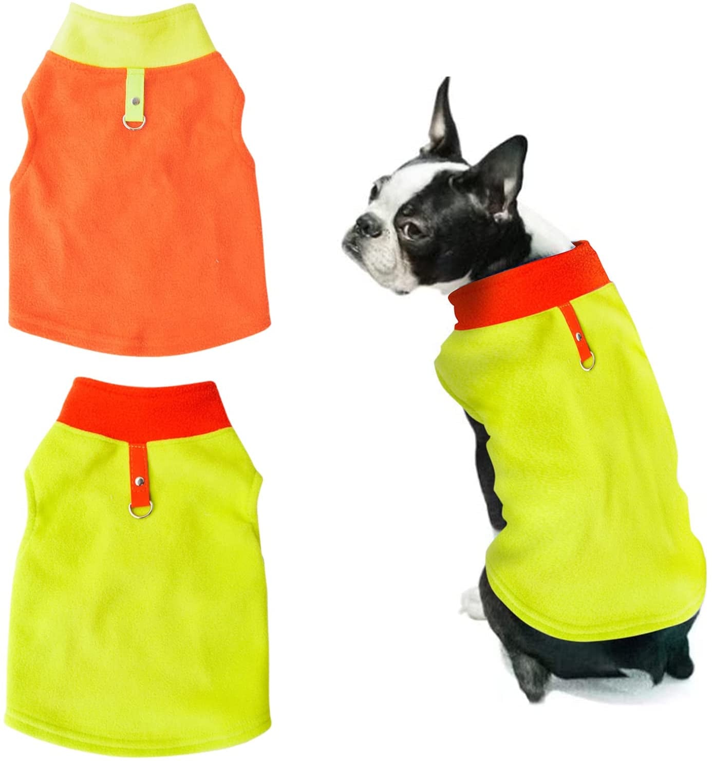 Pack of 2 Dog Sweater with Leash Ring Warm Dog Fleece Vest Dog Pullover Jacket Winter Dog Clothes for Puppy Small Dogs Cats Chihuahua (S, Star) Animals & Pet Supplies > Pet Supplies > Dog Supplies > Dog Apparel K ERATISNIK Solid Color S 