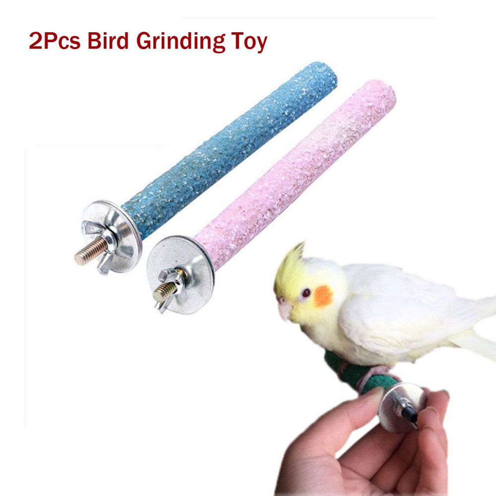 Pet Enjoy 2Pcs Bird Perch Stand Toys,Wood Parrot Perch Stand Grinding Paw Stick,Bird Exercise Toys Cage Accessories for Budgies Parakeet Cockatiel Animals & Pet Supplies > Pet Supplies > Bird Supplies > Bird Cage Accessories Pet Enjoy   