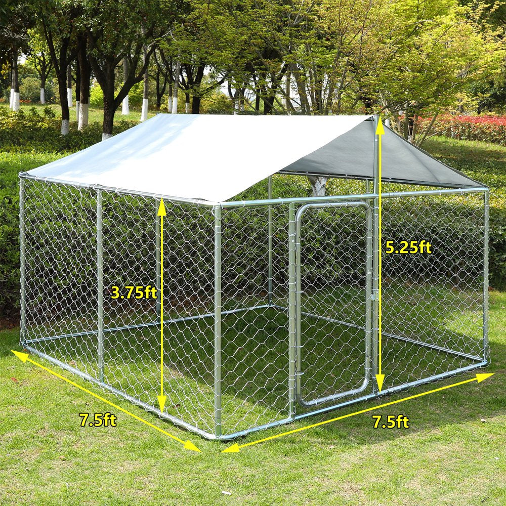 LVUYOYO Outdoor Metal Dog Kennel Run House with Water Resistant Cover Roof Cage Animals & Pet Supplies > Pet Supplies > Dog Supplies > Dog Houses LVUYOYO   