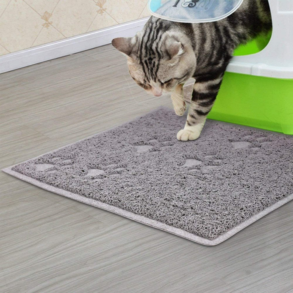 Litter Box Mat - Waterproof, Recycled PVC Material, Removes Litter from Cat'S Paws, Easy-To-Clean, Great for Indoor Cats, Gray
