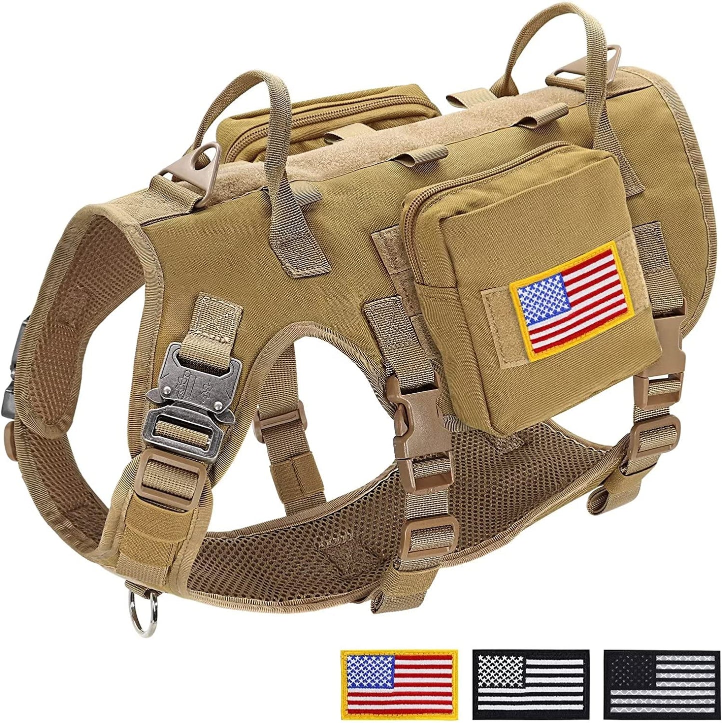 Forestpaw Tactical Dog Vest Harness,No Pulling Front Leash Clip,Adjustable Service Dog Vest with Backpack Heavy Duty for Medium Large Dogs,Black M Animals & Pet Supplies > Pet Supplies > Dog Supplies > Dog Apparel HCBZ Brown M:Chest 19.5-41.5",Neck 19.5-35.5" 