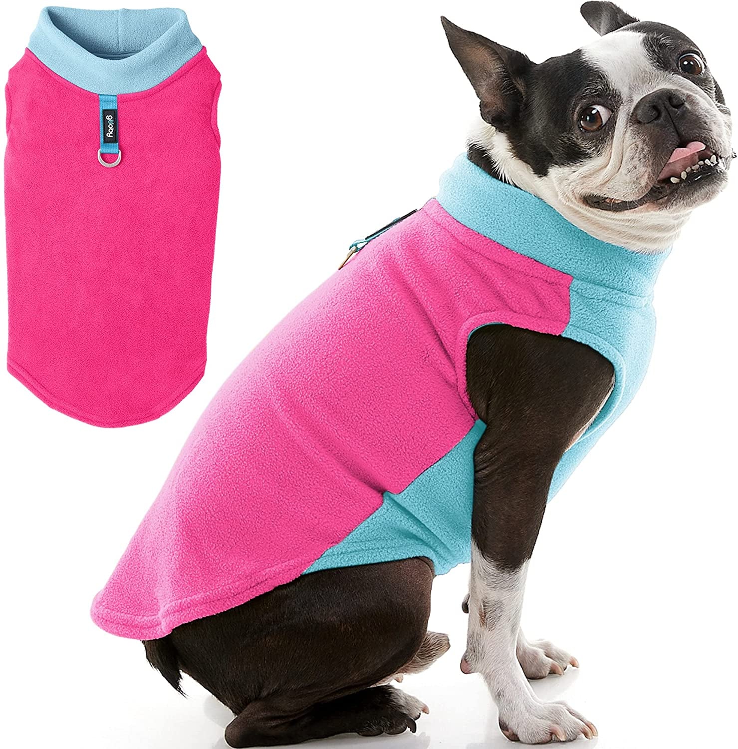 Gooby Half Stretch Fleece Vest Dog Sweater - Pink, Small - Warm Pullover Fleece Dog Jacket with D-Ring Leash - Winter Small Dog Sweater Coat - Cold Weather Dog Clothes for Small Dogs Boy or Girl Animals & Pet Supplies > Pet Supplies > Dog Supplies > Dog Apparel Inafiction USA, Inc. dba Gooby Pet Fashion Half Stretch Pink Small chest (~13.25") 