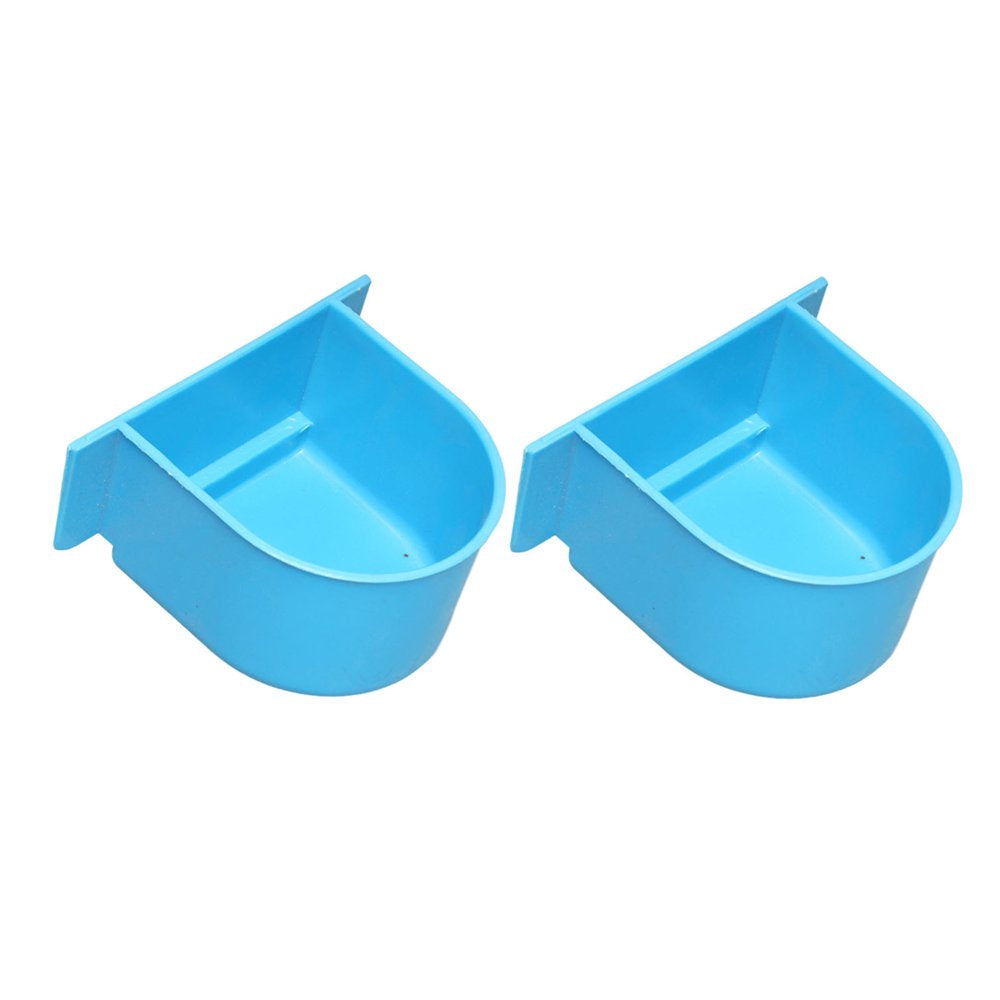 Lohuatrd 2Pcs Bird Feeding Utensils Hanging Long Lifespan Bite Resistant Professional Exquisite Pet Accessory Plastic Feeding Cup Cage Food Water Bowl Bird Feeder for Balcony Animals & Pet Supplies > Pet Supplies > Bird Supplies > Bird Cage Accessories Lohuatrd Blue  