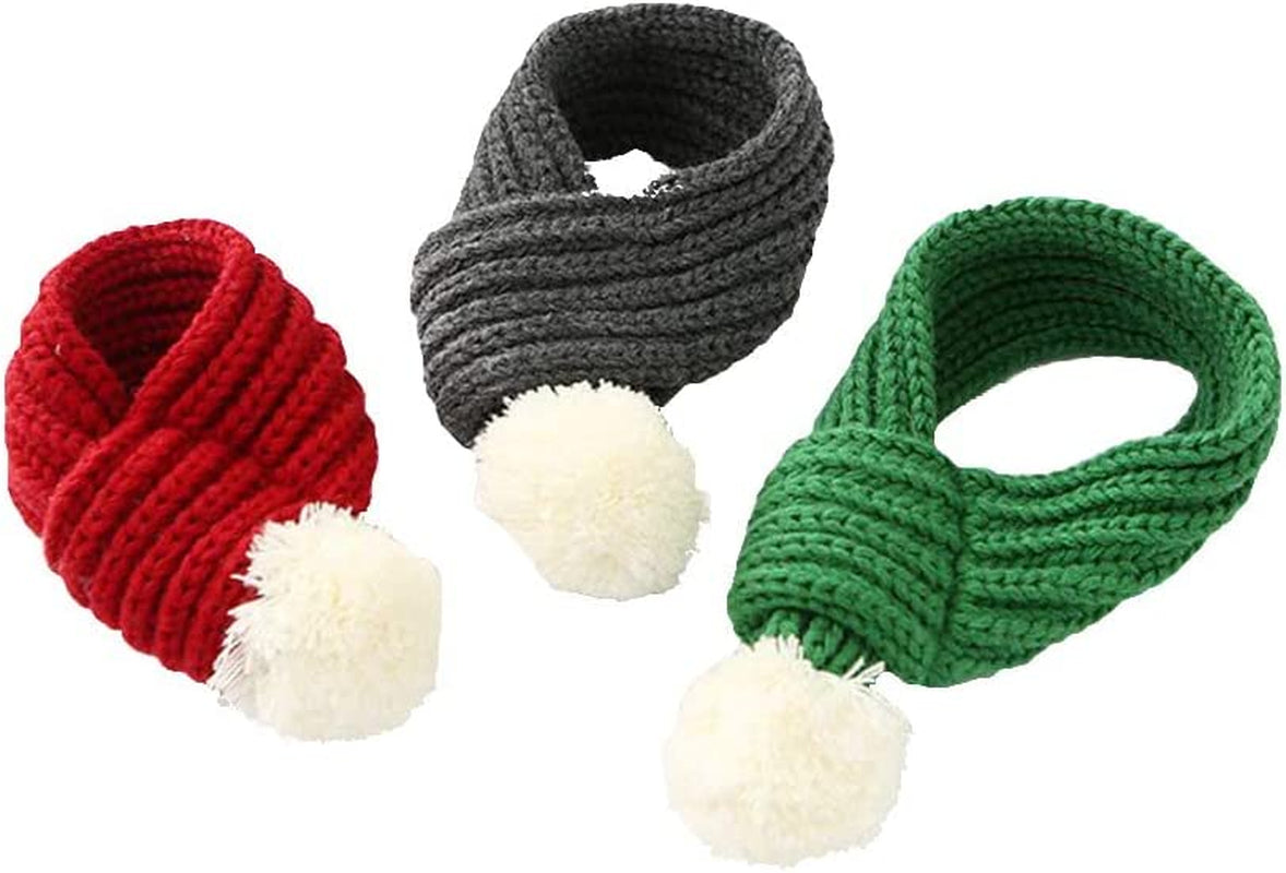 NACOCO Christmas Dog Knitted Scarf with White Pompom Warm Bandana Winter Holiday Pet Accessories Cat Scarves for Small Medium Cats Dogs Lovely Winter Outfits (S, Red) Animals & Pet Supplies > Pet Supplies > Dog Supplies > Dog Apparel NACOCO   