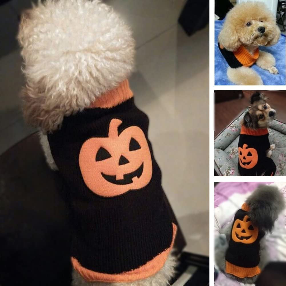 BOBIBI Pet Clothes the Halloween Pumpkin Cat Dog Sweater, Dog Knitwear, Dog Apparel, Pet Sweatshirt X-Large Animals & Pet Supplies > Pet Supplies > Dog Supplies > Dog Apparel BOBIBI   