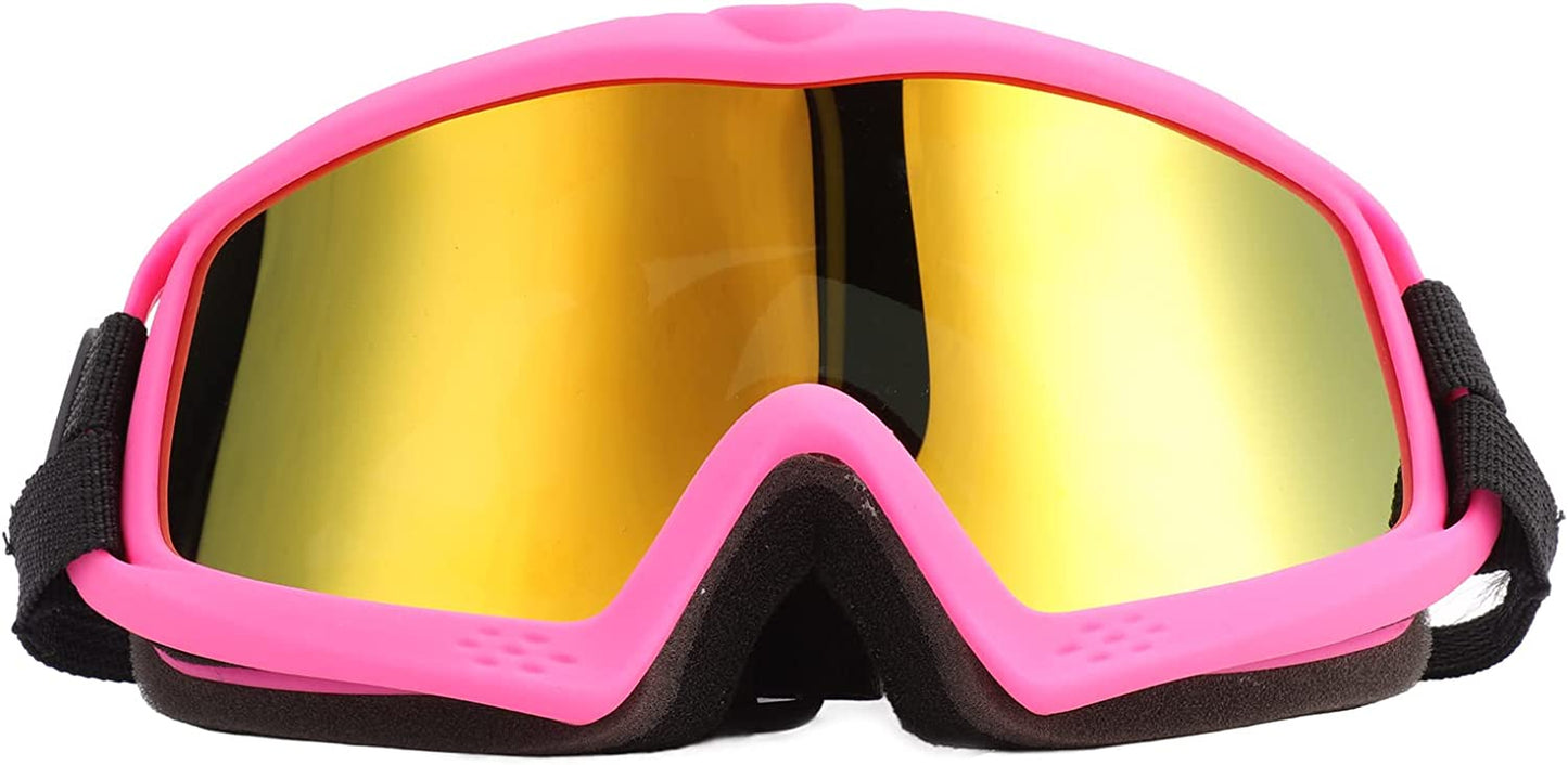 Dog Sunglasses Breathable Dog Goggles UV Protection PC Lens Windproof Dustproof for Skiing Cycling (Red Frame Red Lens) Animals & Pet Supplies > Pet Supplies > Dog Supplies > Dog Apparel Hosi Pink Frame Red Lens  