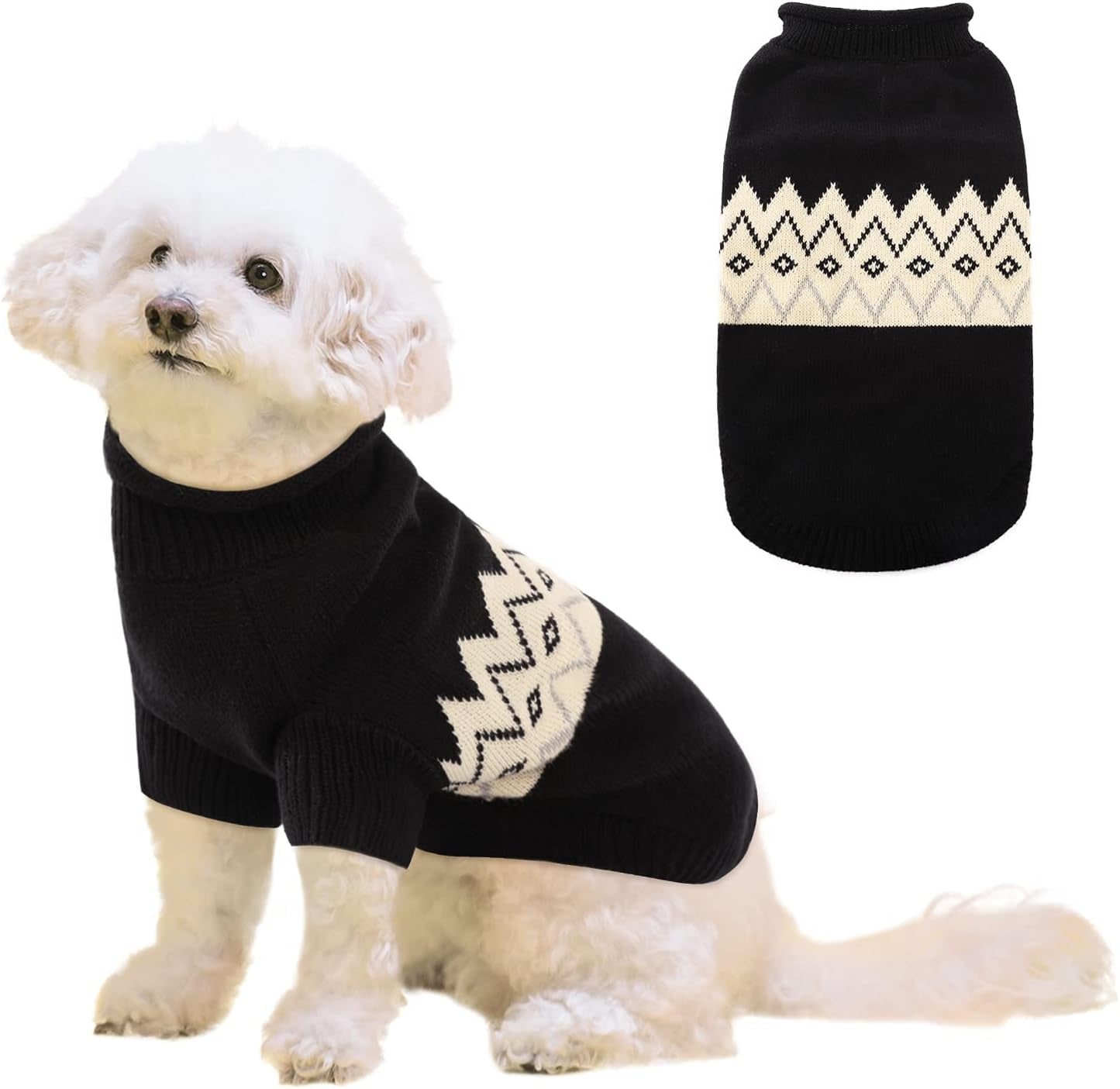 Queenmore Warm Dog Sweater, Soft Pet Knitwear, Knitted Pullover, Vlentines Day Gifts Winter Pet Clothes for Small Medium Dogs Cats Animals & Pet Supplies > Pet Supplies > Dog Supplies > Dog Apparel Queenmore Black X-Large 