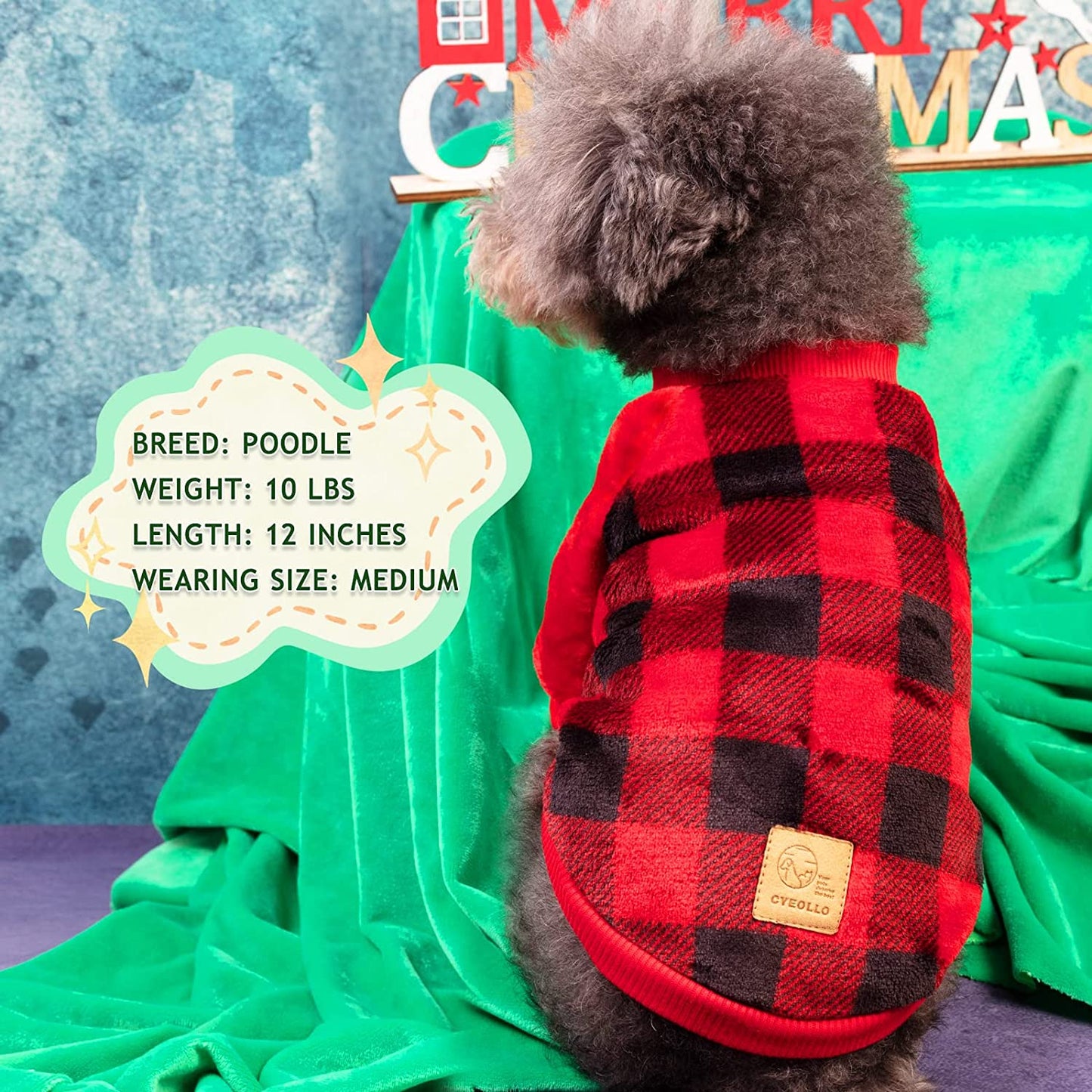 Cyeollo Dog Sweatshirt Christmas Buffalo Plaid Dog Clothes Flannel Cold Weather Coats for Small to Medium Dogs Apparel Animals & Pet Supplies > Pet Supplies > Dog Supplies > Dog Apparel cyeollo   