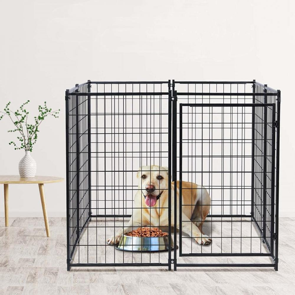 AFANQI Black Dog Playpen with Fixed Ceiling Cover, 48" X 50" X 54" Dog Fence, Exercise Pen for Large/Medium/Small Dogs and Cats, Pet Puppy Playpen for RV, Camping, Yard