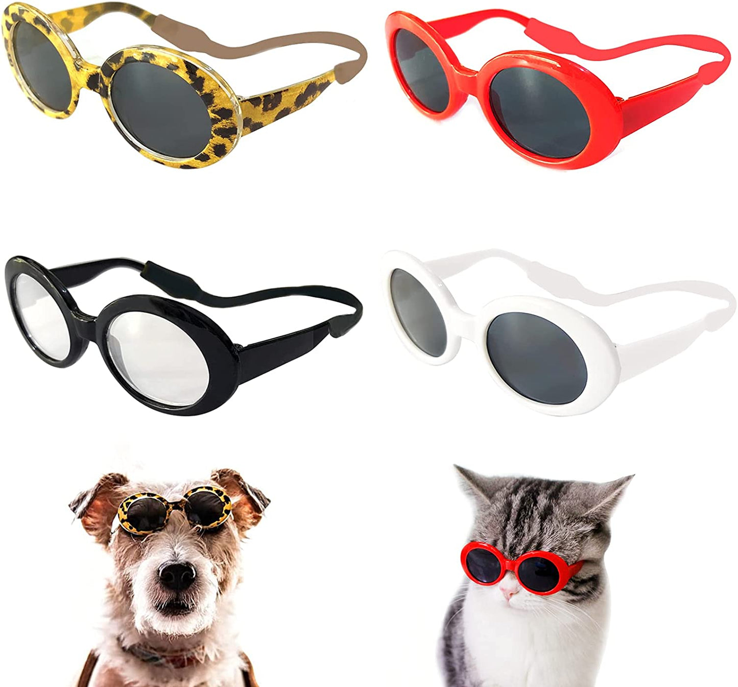 Retro Oval Small Dogs Cats Eye Wear Party Favors Pet Sunglasses Set Cute Funny Cosplay Dolls Costume Photo Props Animals & Pet Supplies > Pet Supplies > Dog Supplies > Dog Apparel HO ME Fashion Jewelry CO., LTD   