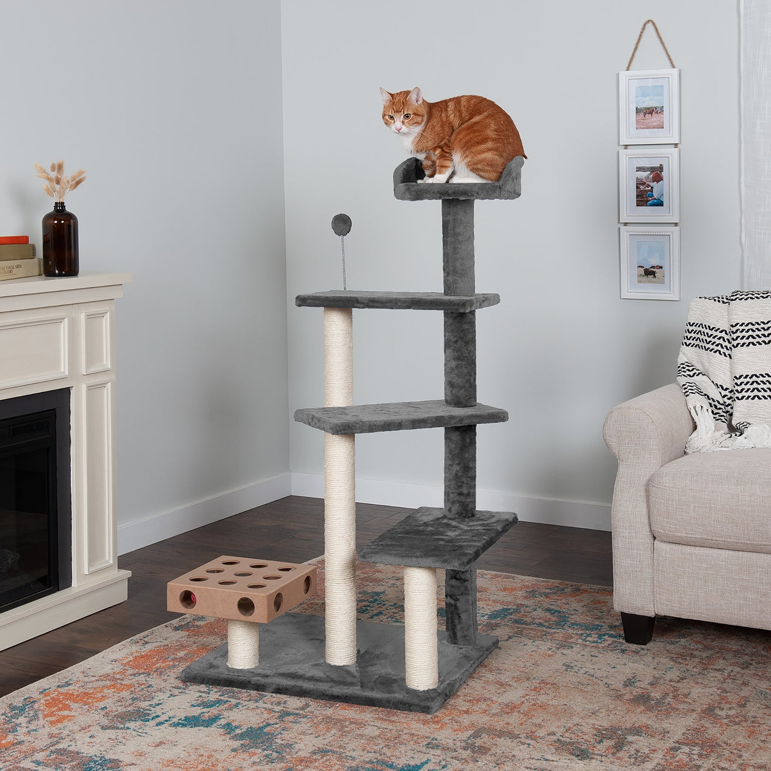 Furhaven Pet Cat Tree | Tiger Tough Cat Tree House Furniture for Cats & Kittens, Play Stairs, Gray
