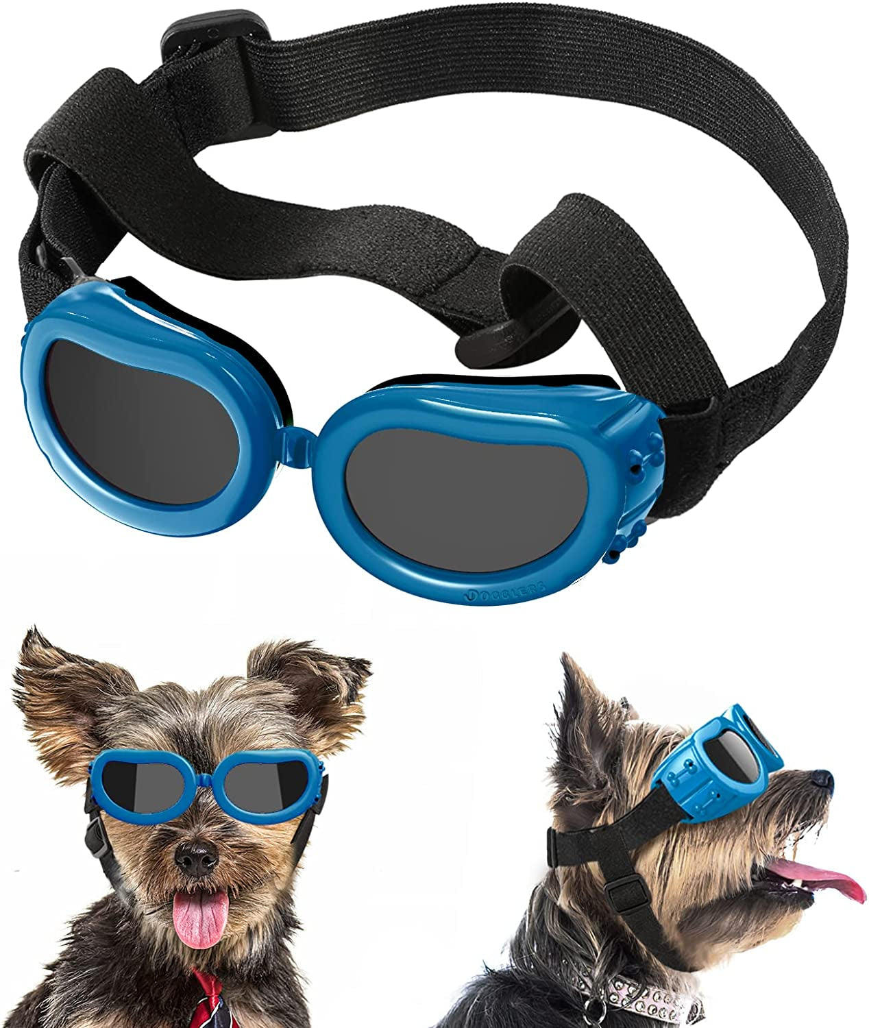 Lewondr Dog Sunglasses Small Breed Dogs Goggles UV Protection,Goggles for Small Dogs Eye Wear Protection with Adjustable Strap Windproof Anti-Fog Sunglasses for Small Dogs Doggy Doggie Glasses,Black Animals & Pet Supplies > Pet Supplies > Dog Supplies > Dog Apparel Lewondr Vintage Blue  