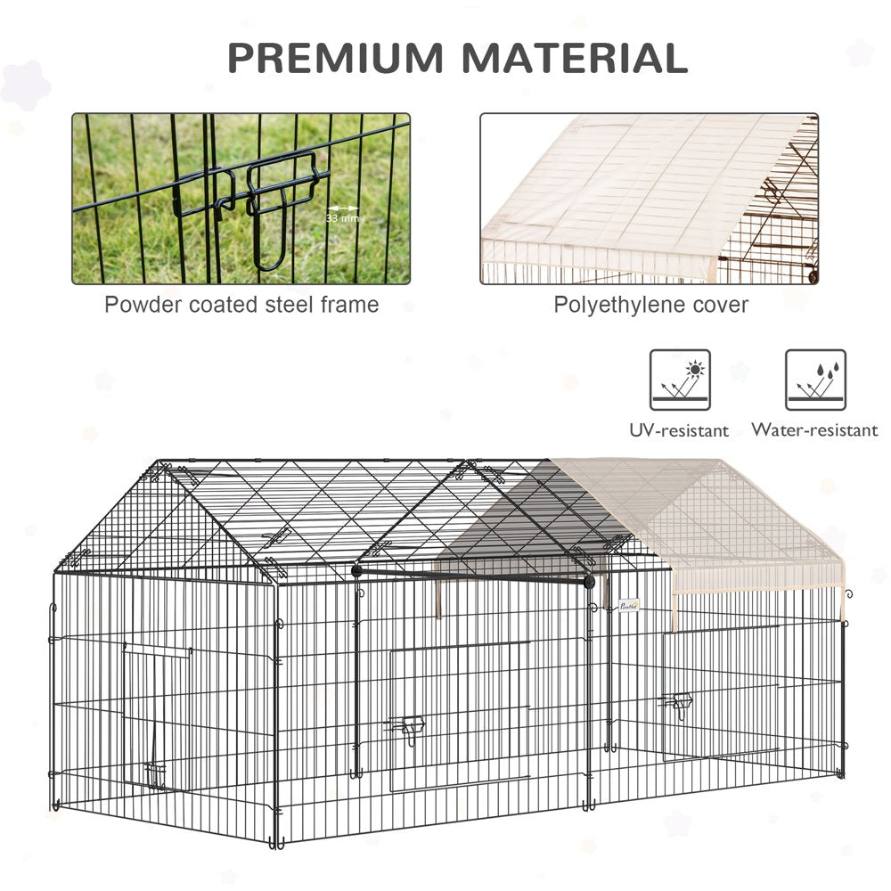 Pawhut Metal Pet Enclosure Small Animal Playpen Run, Black & White, 87" X 41" Animals & Pet Supplies > Pet Supplies > Dog Supplies > Dog Kennels & Runs Pawhut   